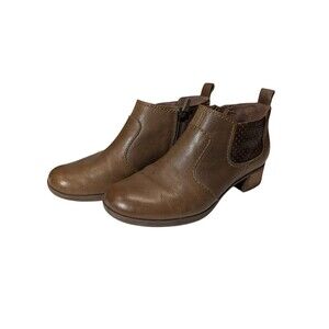 Dansko Lola Brown Leather Block Heel Comfy Zip Up Low Booties Size EU 36